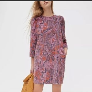 Ec! Anthropologie Dayna Corduroy Mini Dress Pink Paisley